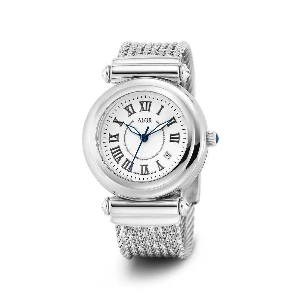 NEW ALOR cable watch in silver